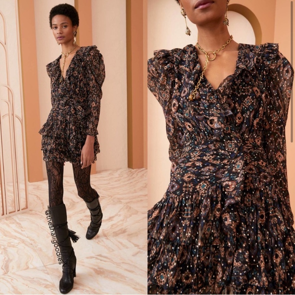 Ulla Johnson Esila Dress Size 0 Ikat Chiffon Mini Dress - Picture 2 of 13